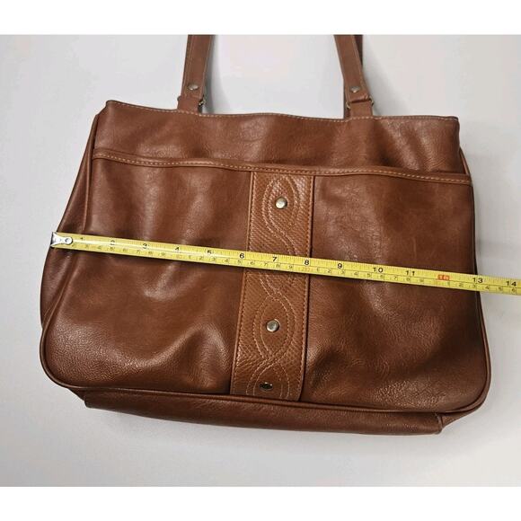 Vintage Shoulder Tote Purse Bag Montella Western Classic Brown Leather - Picture 16 of 16